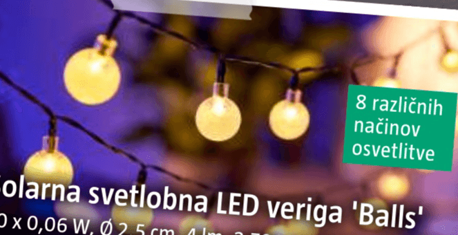 Solarna svetlobna LED veriga 'Balls' - Akcija v trgovini Bauhaus