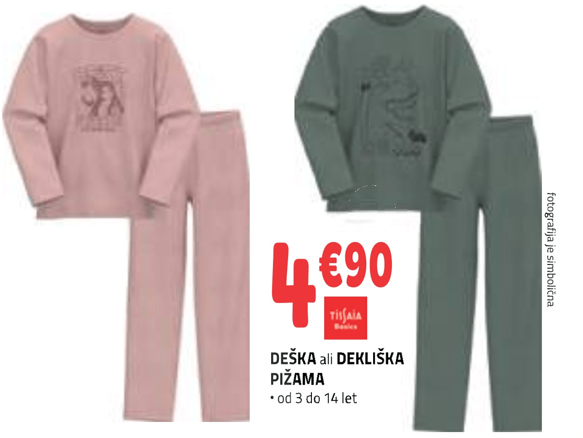 Deška ali dekliška pižama TISSAÏA Basics - Akcija v trgovini E.Leclerc