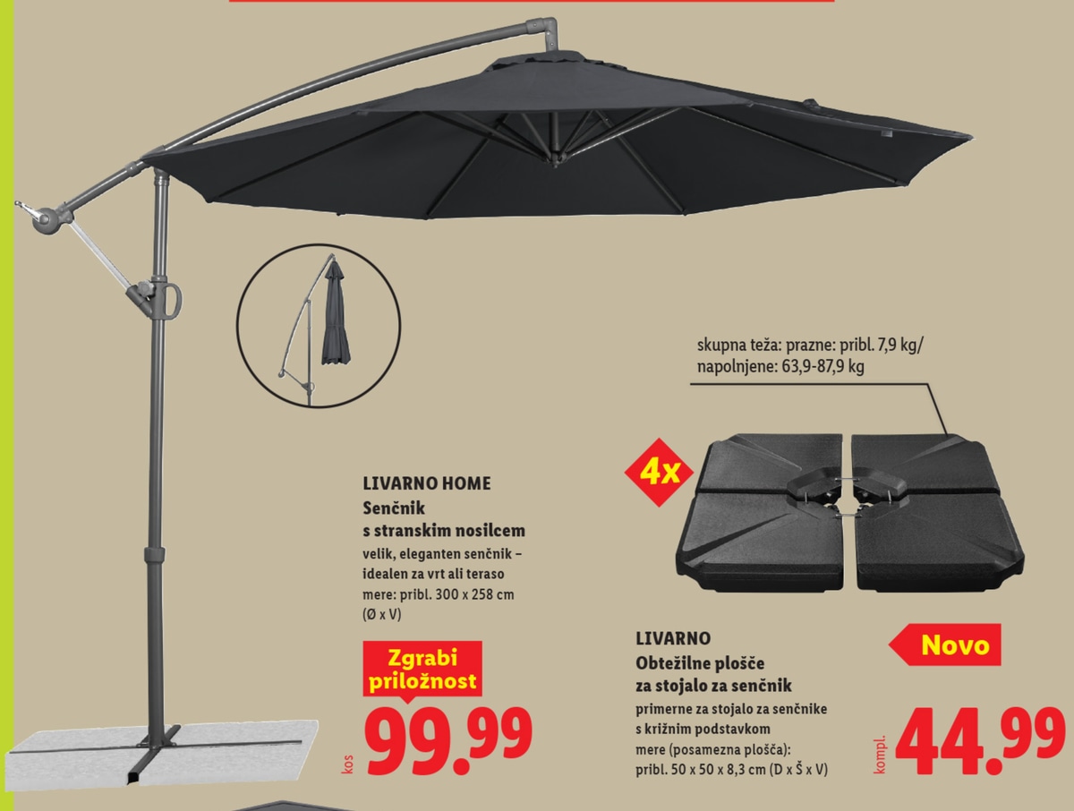 LIVARNO HOME Senčnik s stranskim nosilcem - Akcija v trgovini Lidl