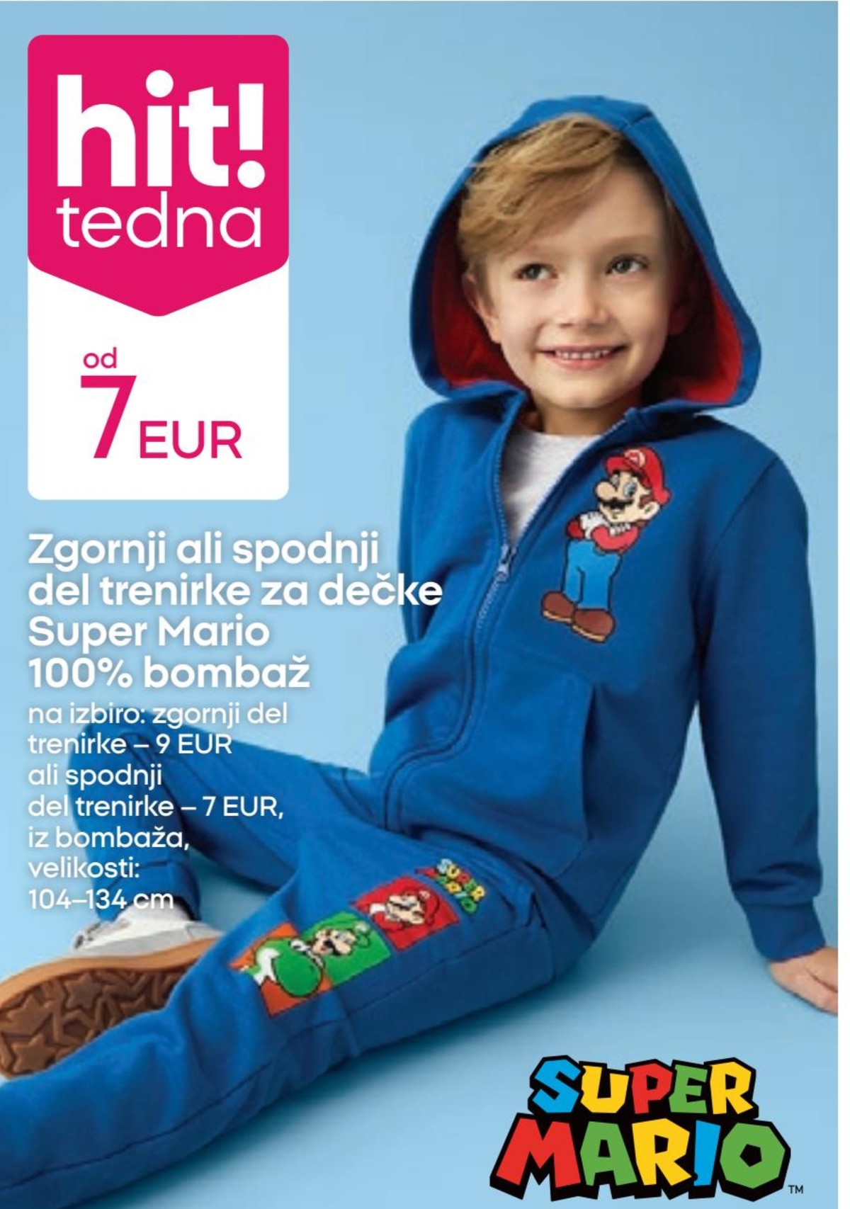 Zgornji ali spodnji del trenirke za dečke Super Mario - Akcija v trgovini Pepco