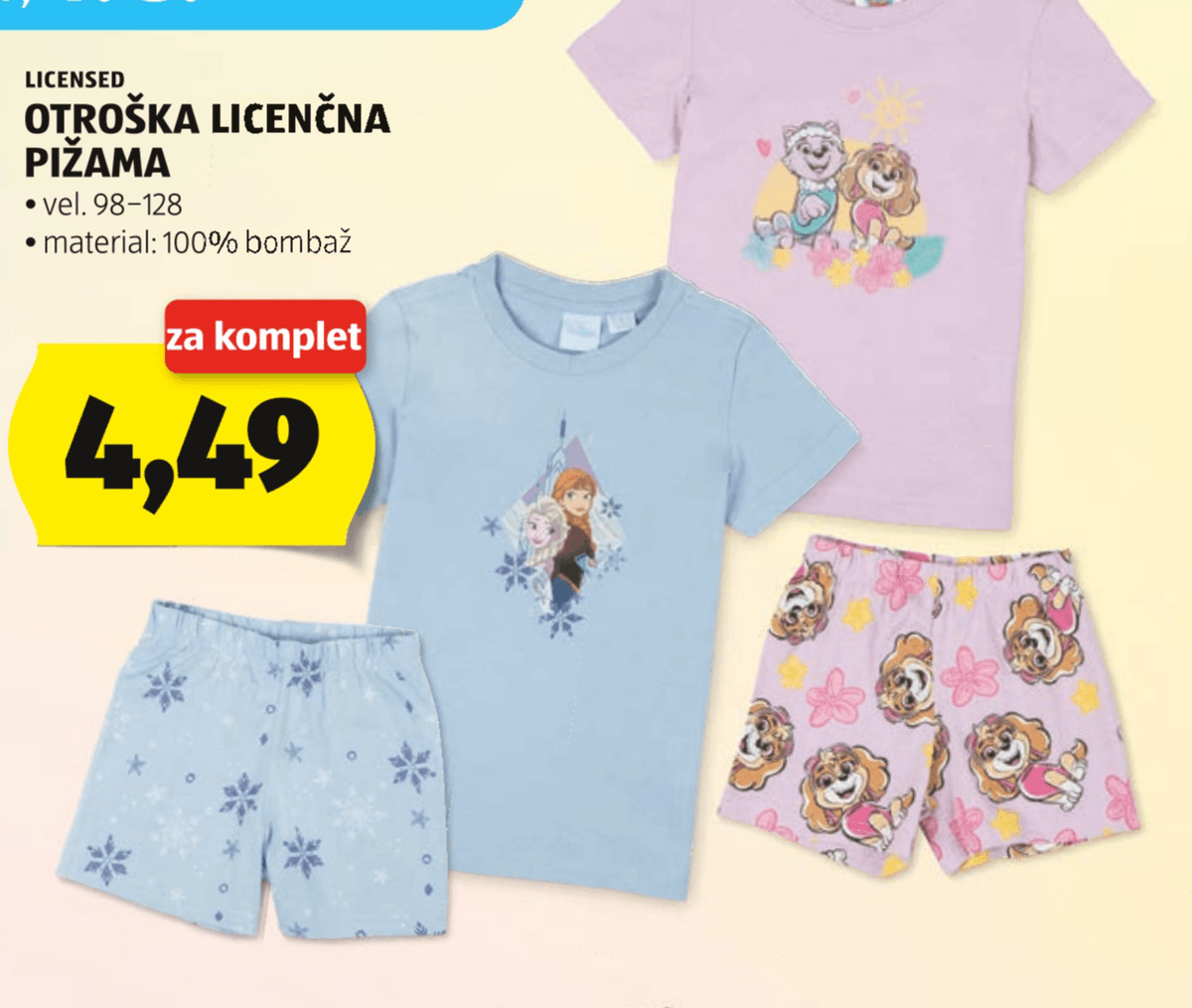 Otroška licenčna pižama - Akcija v trgovini Hofer