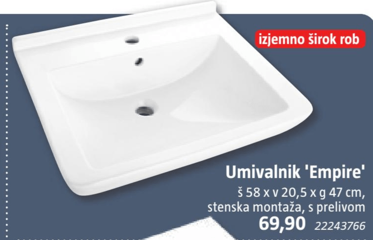 Umivalnik 'Empire' - Akcija v trgovini Bauhaus