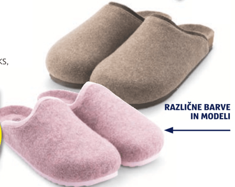 Ženski/moški natikači iz filca - Akcija v trgovini Hofer