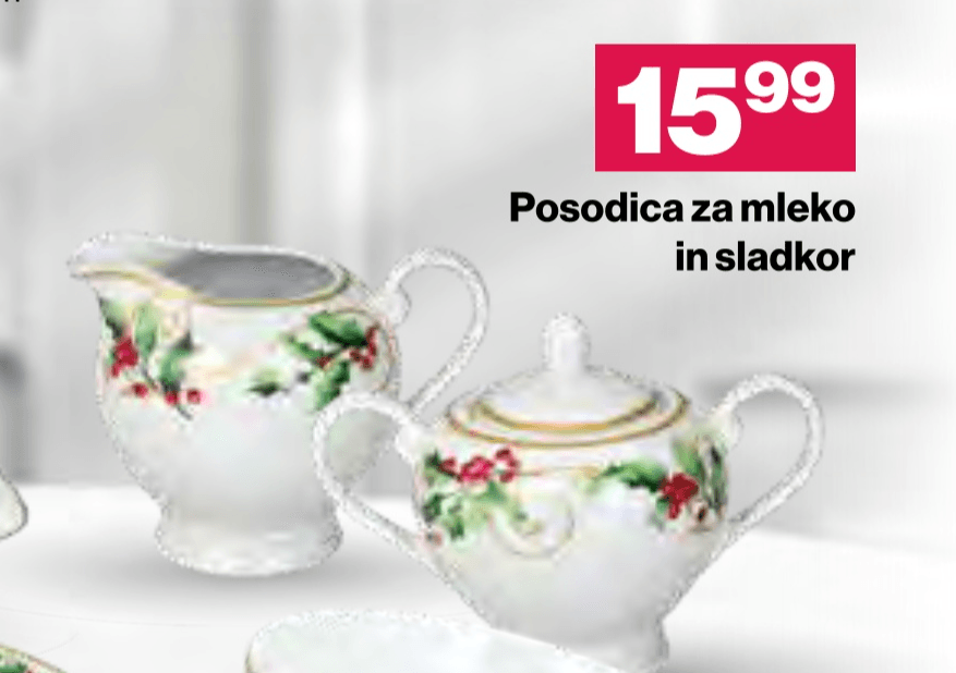 Posodica za mleko in sladkor - Akcija v trgovini Mercator