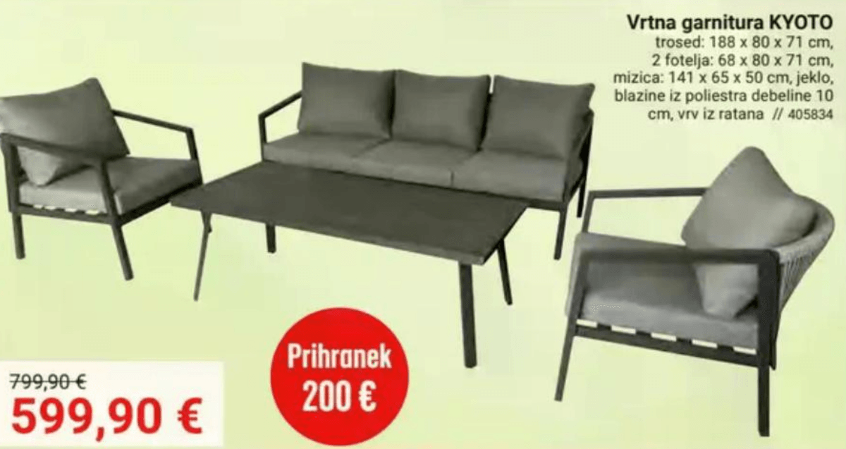 Vrtna garnitura KYOTO - Akcija v trgovini Pevex