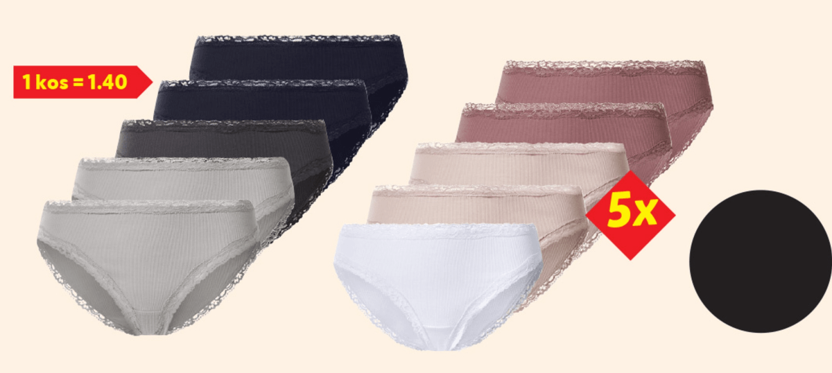 ESMARA Ženske spodnjice s čipko 5 kosov - Akcija v trgovini Lidl