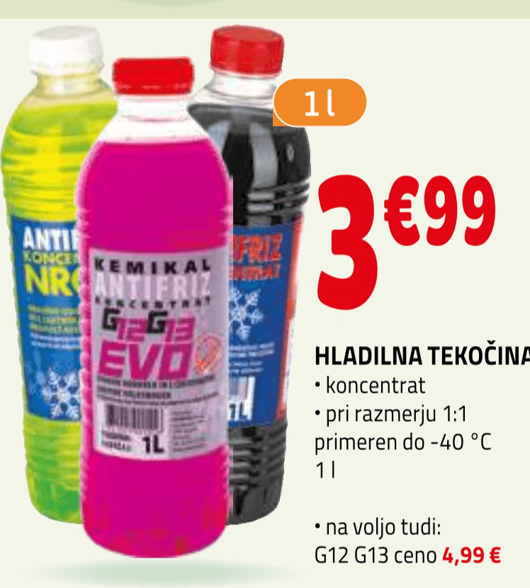 Hladilna tekočina 1 l ANTIFRIZ - Akcija v trgovini E.Leclerc