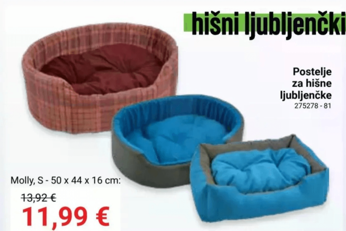 Molly postelja za hišne ljubljenčke S - 50 x 44 x 16 cm - Akcija v trgovini Pevex