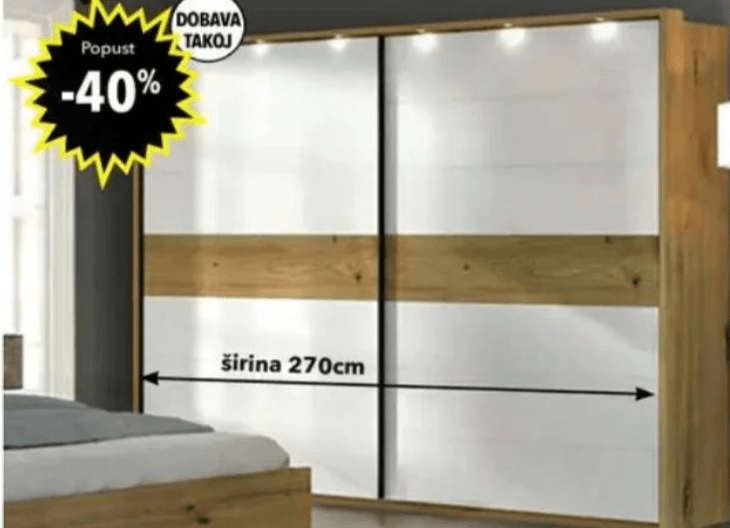 Garderobna omara OSLO - Akcija v trgovini Harvey Norman