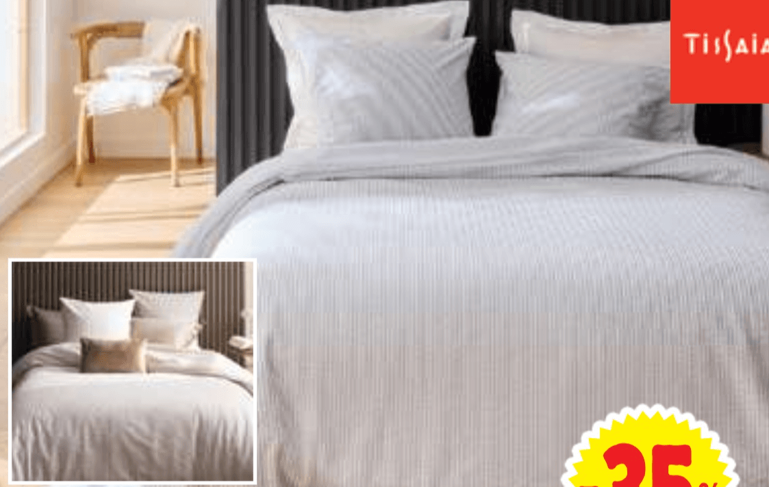 Posteljni komplet "Nina" 200 x 200 + 2x 63 x 63 cm Tissala - Akcija v trgovini E.Leclerc