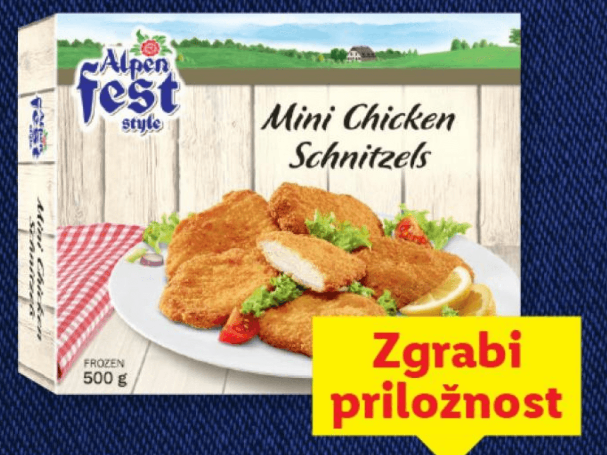 Alpenfest Mini piščančji zrezki 500 g - Akcija v trgovini Lidl