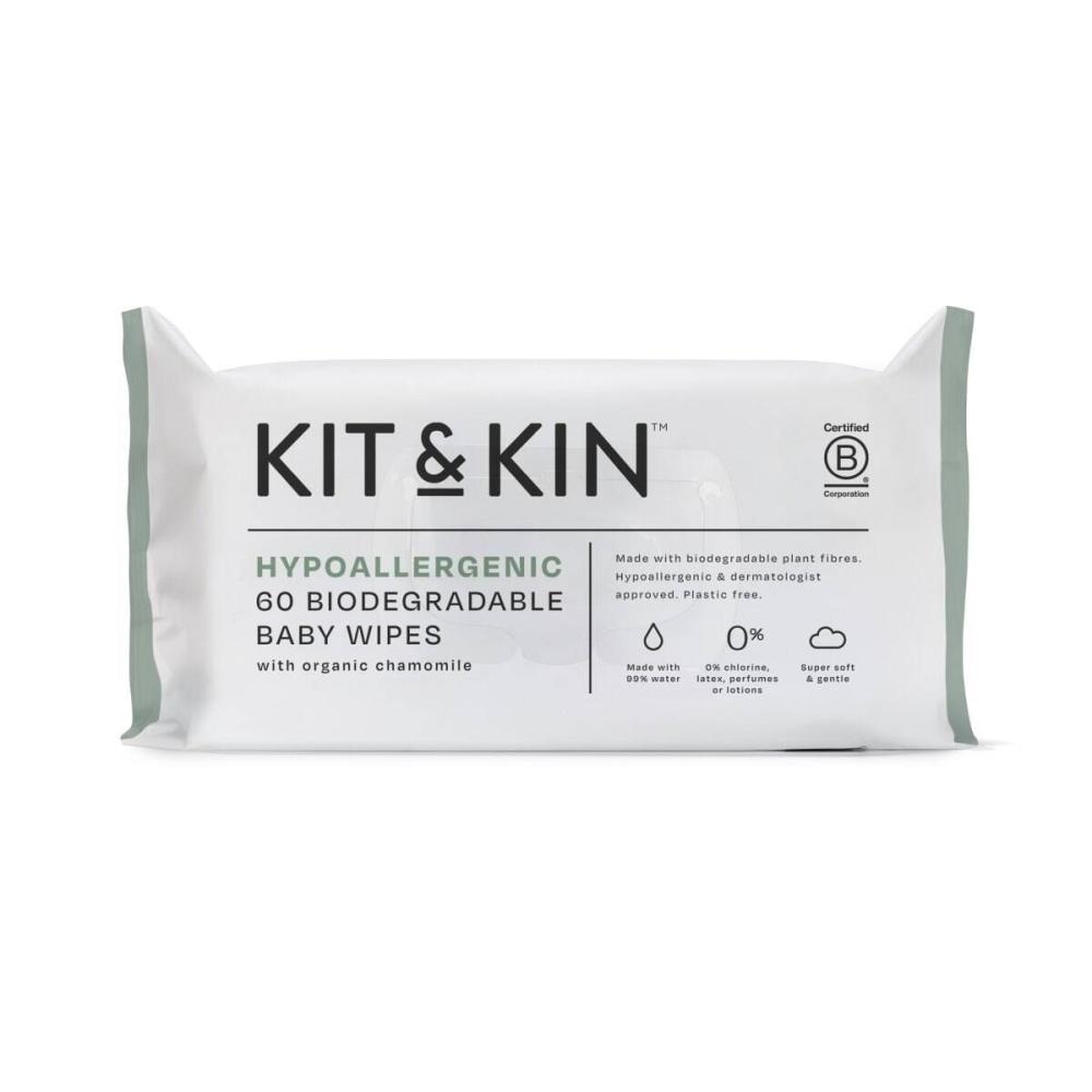 Kit & Kin Hypoallergenic Biodegradable Baby Wipes 60 kos - Akcija v trgovini Baby Center