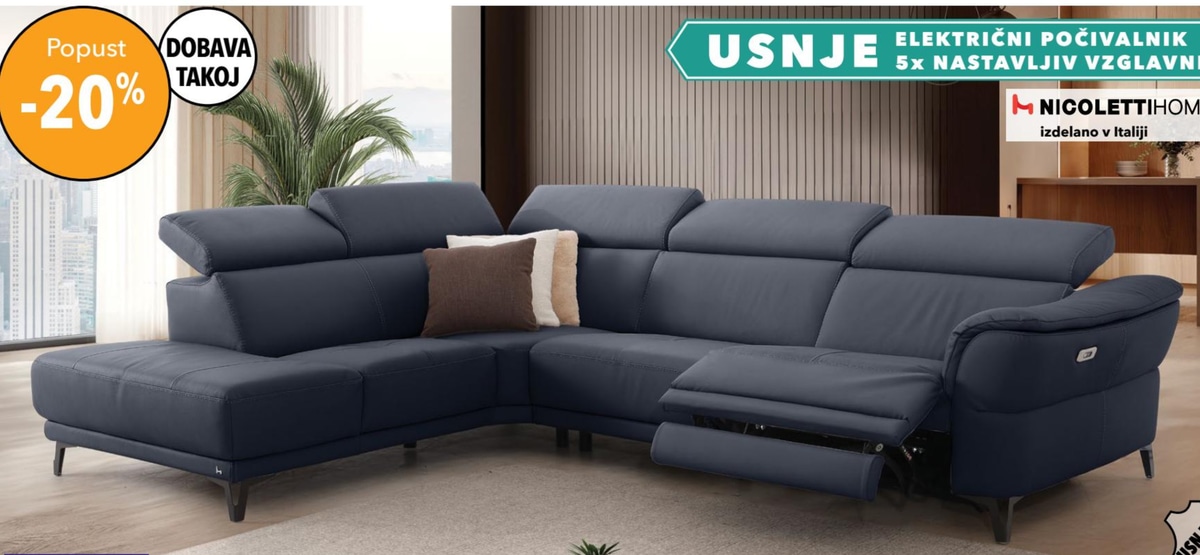 Usnjena kotna sedežna garnitura CHARLESTON NICOLETTIHOME - Akcija v trgovini Harvey Norman