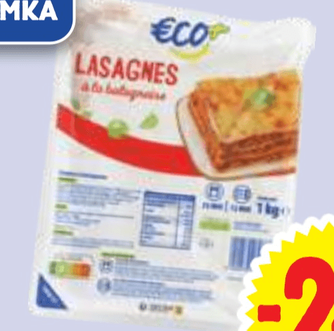 Lazanja po bolonjsko 1 kg Eco - Akcija v trgovini E.Leclerc