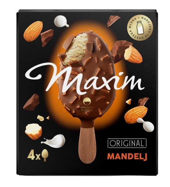 Sladoled na palčki Maxim 4x 100 ml Ljubljanske mlekarne - Akcija v trgovini E.Leclerc