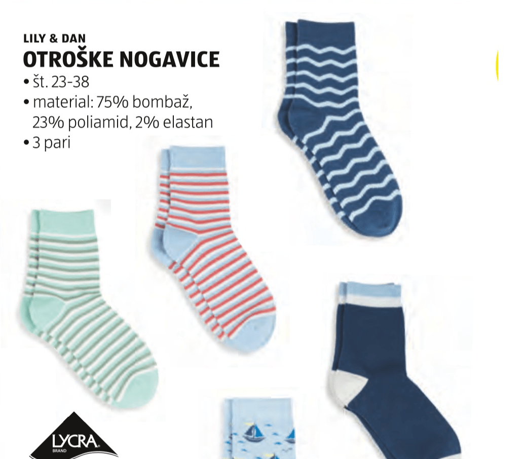 Otroške nogavice 3 pari LILY & DAN - Akcija v trgovini Hofer