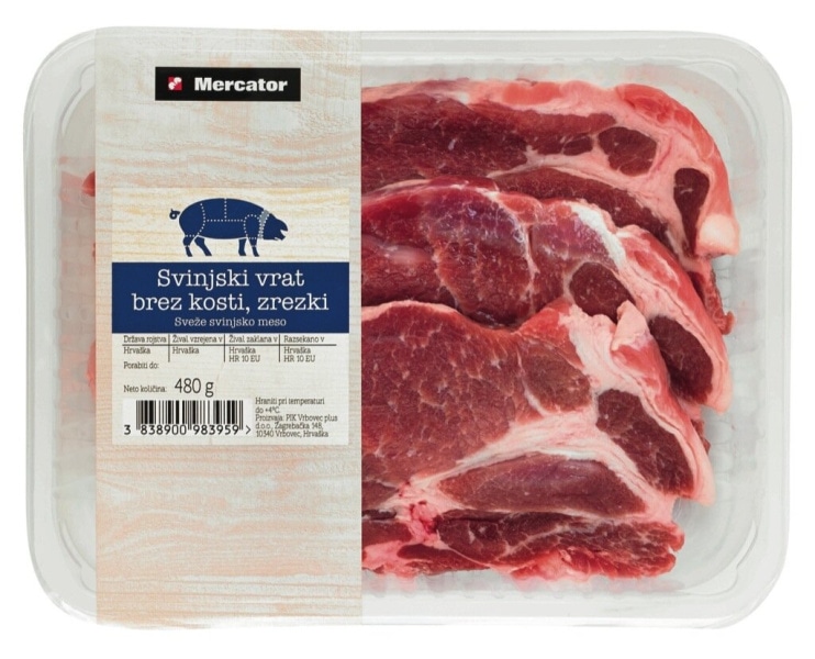 Svinjski vrat brez kosti Mercator 480 g - Akcija v trgovini Mercator