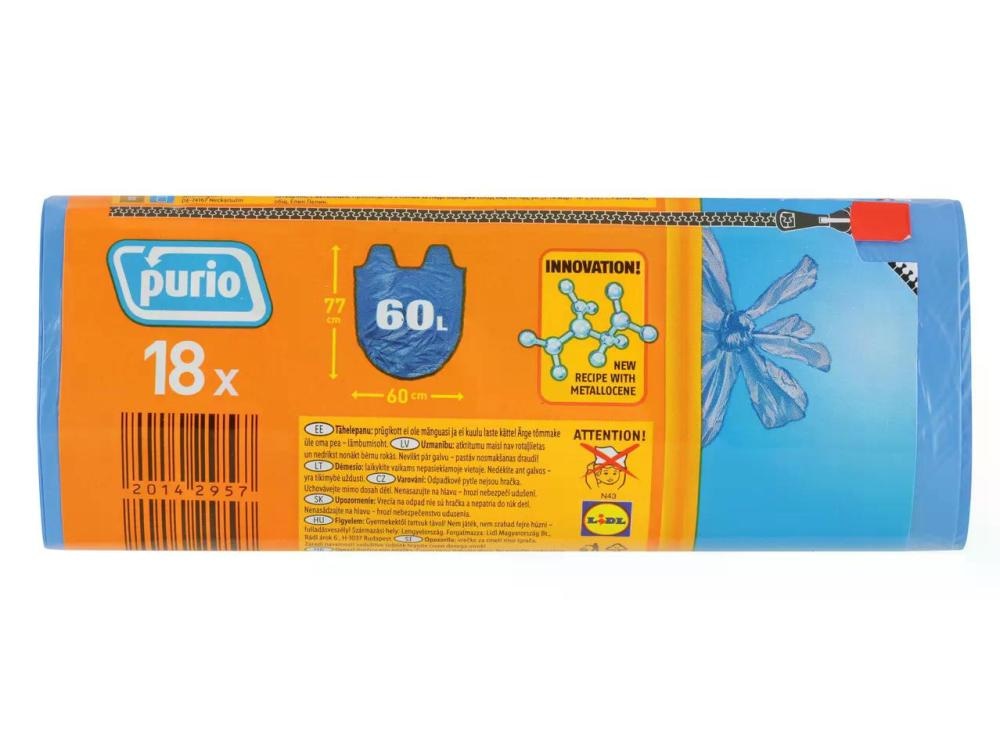 Purio Vreče za smeti 18 kosov, 60 l - Akcija v trgovini Lidl