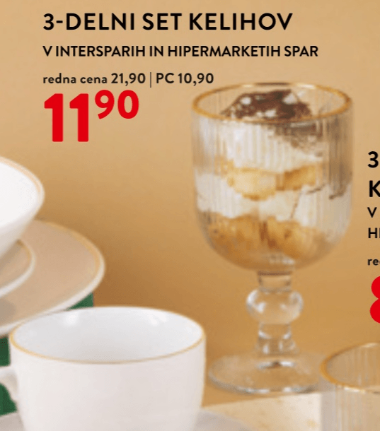 3-delni set kelihov Tognana - Akcija v trgovini Spar