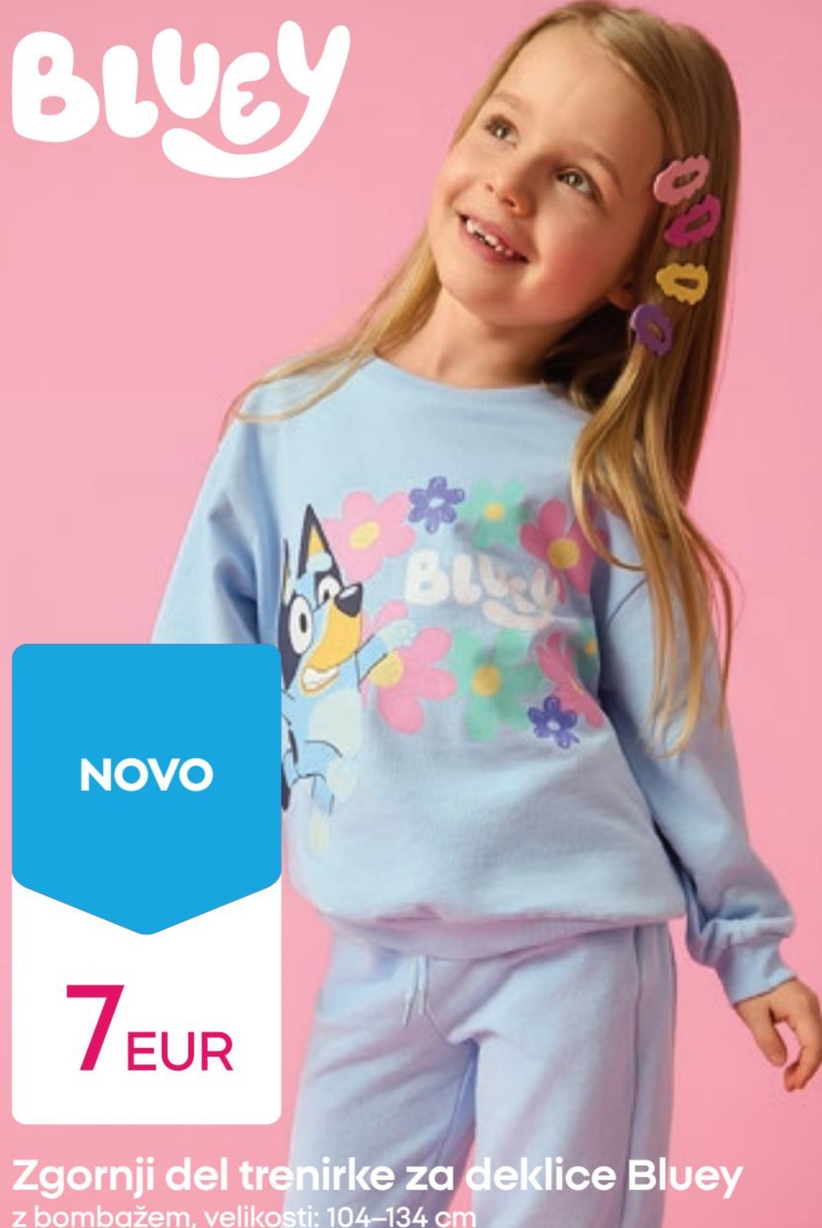 Zgornji del trenirke za deklice Bluey - Akcija v trgovini Pepco