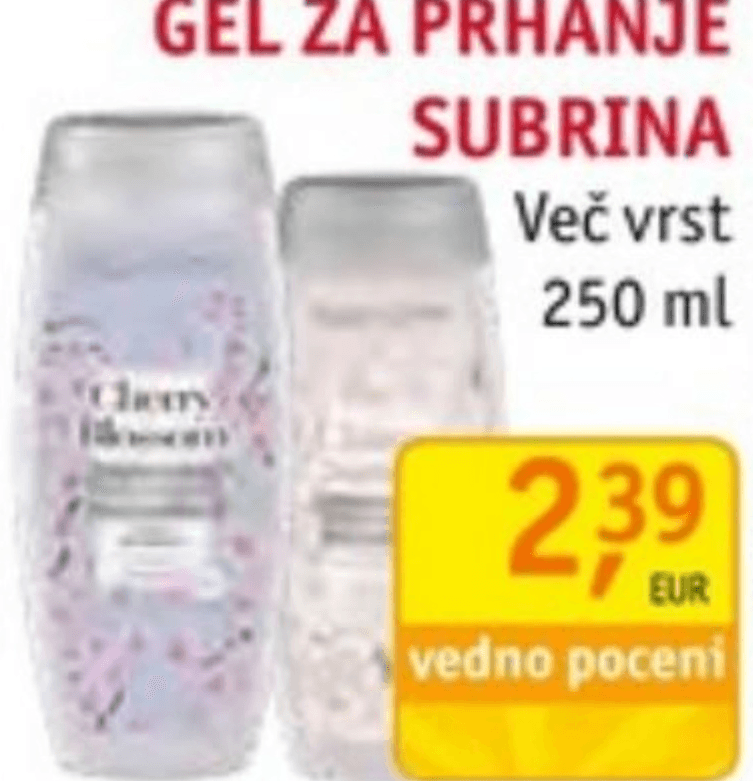 Gel za prhanje Subrina 250 ml - Akcija v trgovini Jager