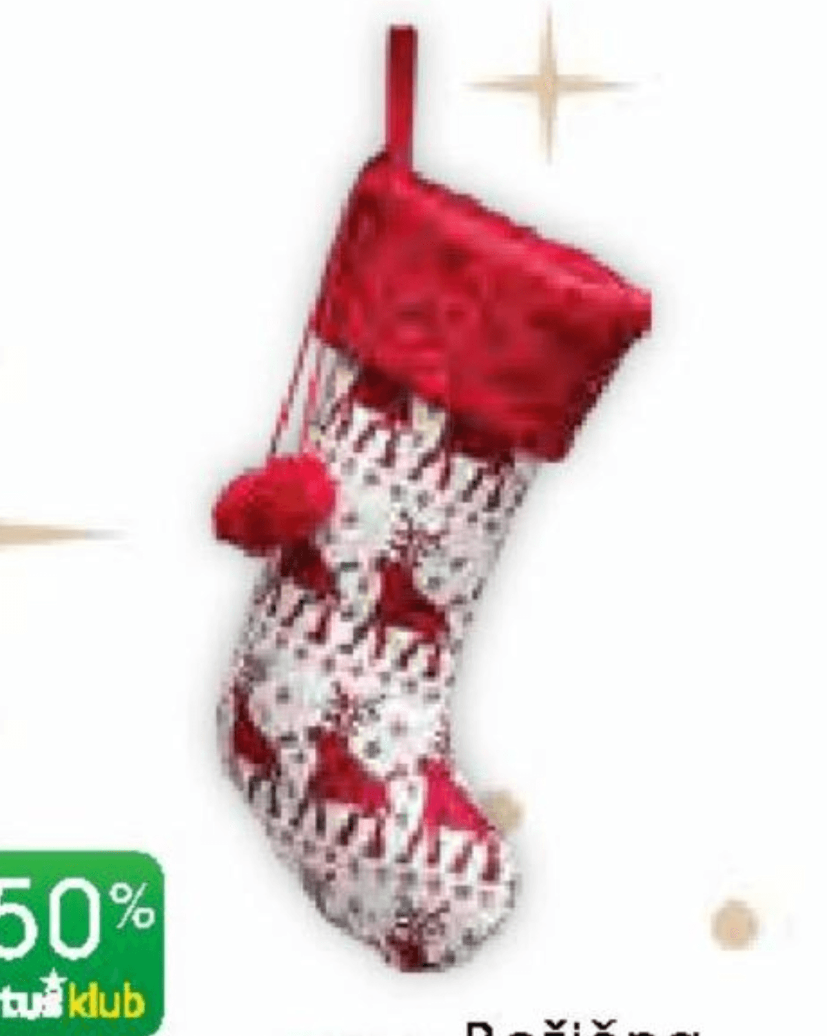 Božična nogavica za darilca 40 x 22 cm - Akcija v trgovini Tuš