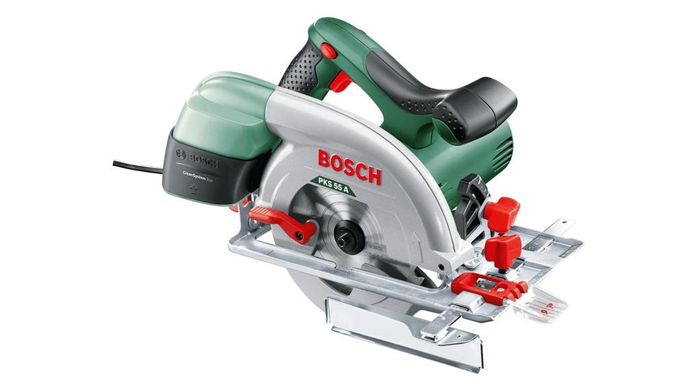Krožna žaga Bosch PKS 55 A + žagin list 18Z - Akcija v trgovini Pevex