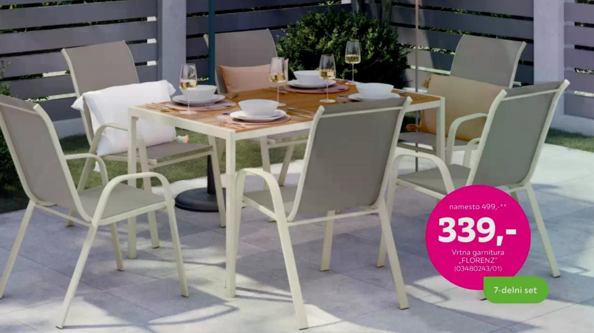 Vrtna garnitura „FLORENZ" 7-delni set - Akcija v trgovini Mömax
