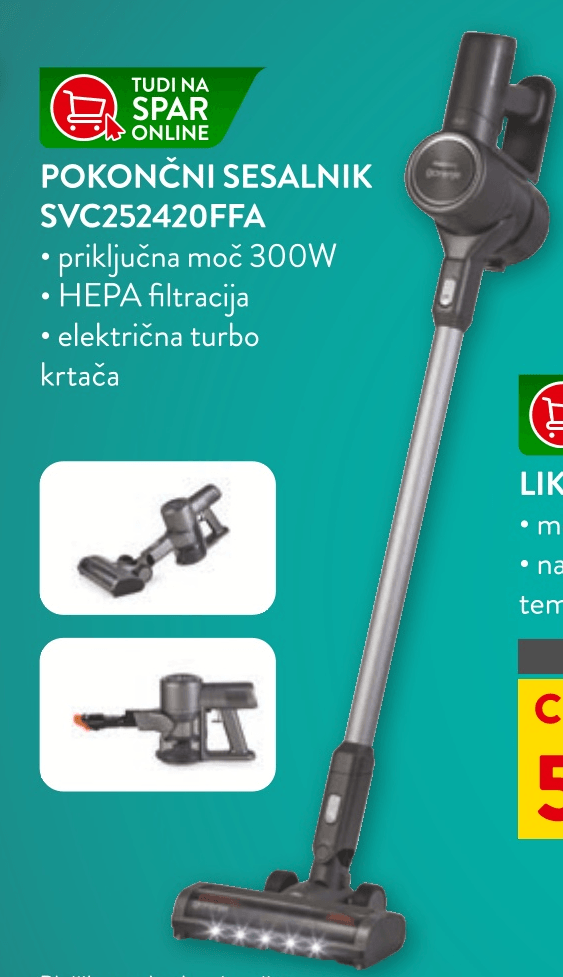 Pokončni sesalnik Gorenje SVC252420FFA - Akcija u trgovini Spar