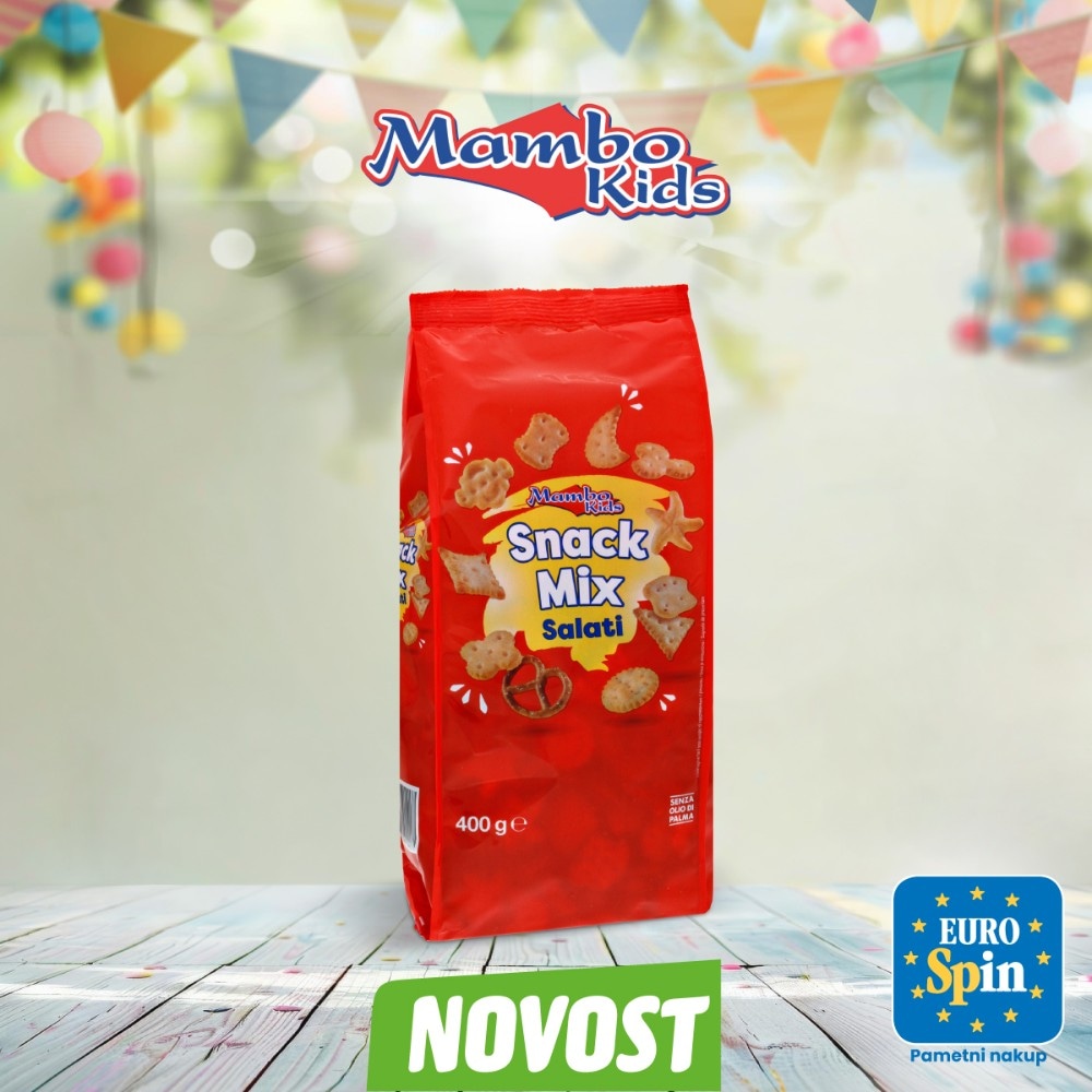 Mambo Kids mešanica slanih prigrizkov 400 g Akcija v trgovini Eurospin