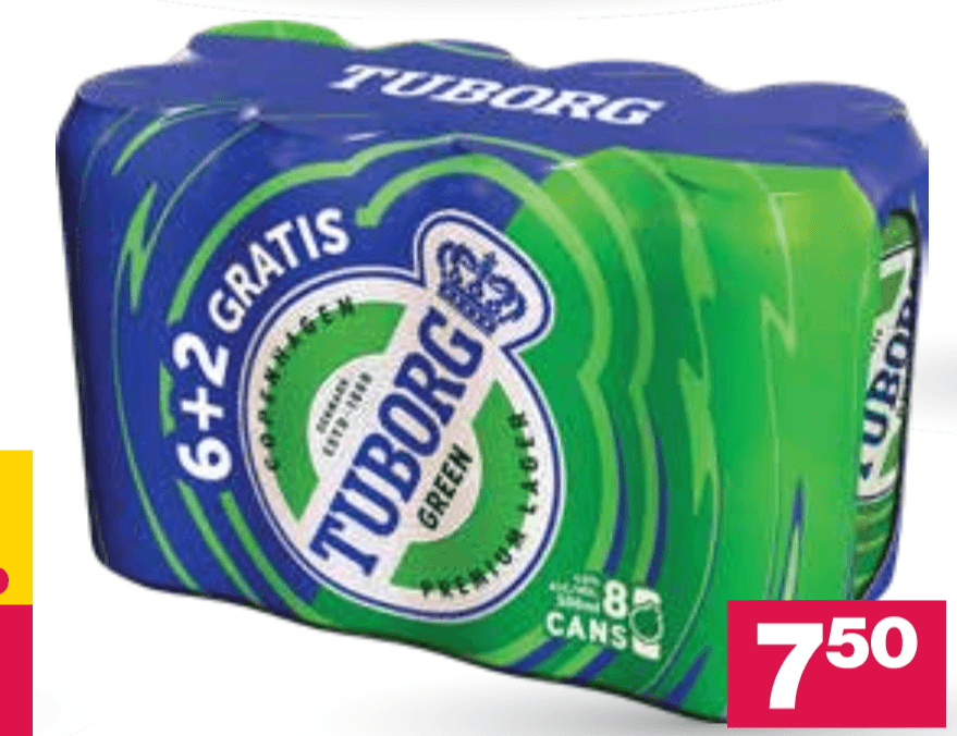 Pivo Tuborg 6 x 0.5 l + 2 gratis - Akcija v trgovini Mercator