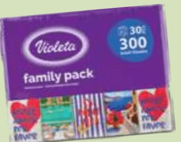 Violeta papirnati robčki 30/1 Akcija v trgovini E.Leclerc