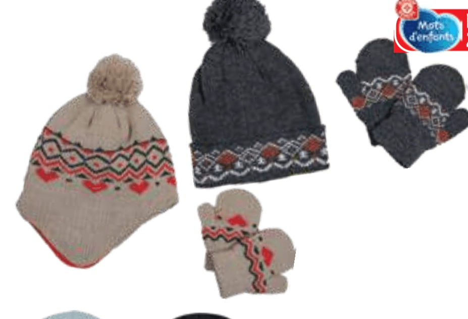 Otroški komplet: Kapa + Rokavice Mots d'enfants - Akcija v trgovini E.Leclerc