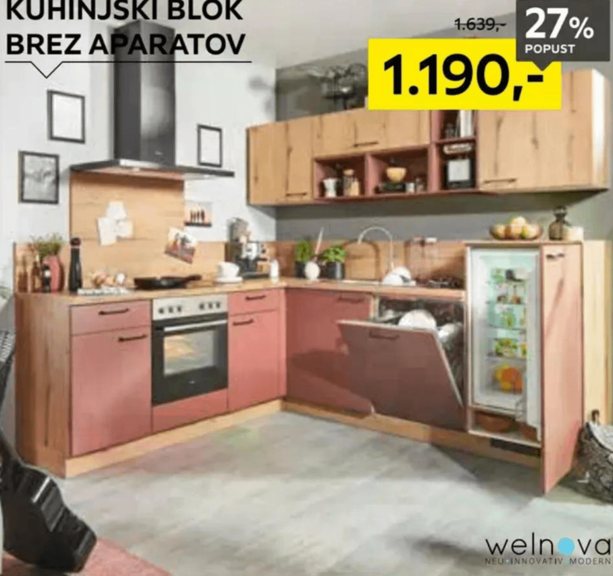 Kotna kuhinja welnova - Akcija v trgovini Lesnina