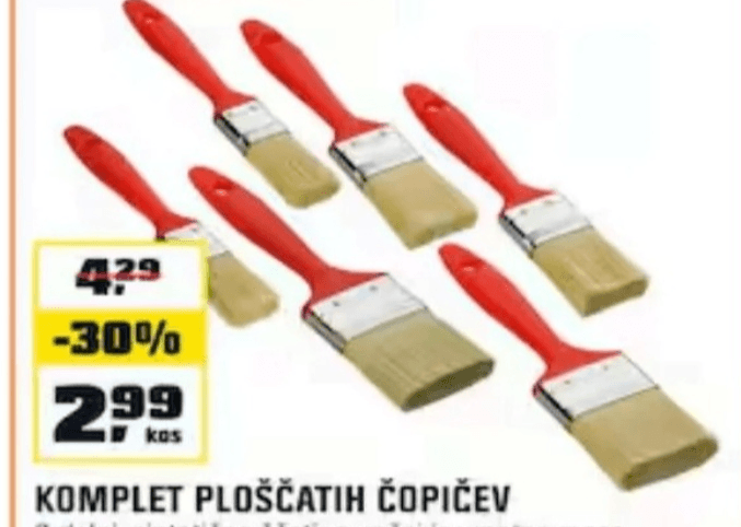 Komplet ploščatih čopičev - Akcija v trgovini Obi