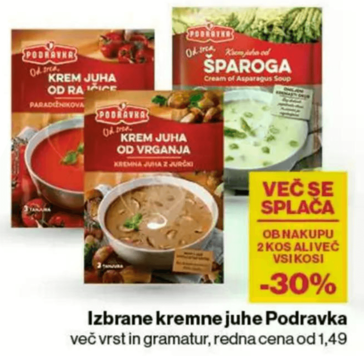 Izbrane kremne juhe Podravka - Akcija v trgovini Mercator