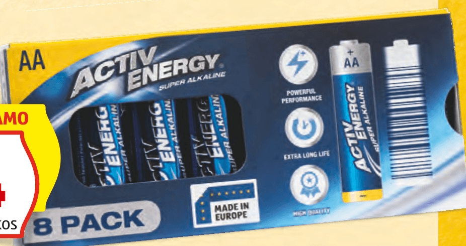 Activ Energy Alkalne baterije AA 8 kosov - Akcija v trgovini Hofer