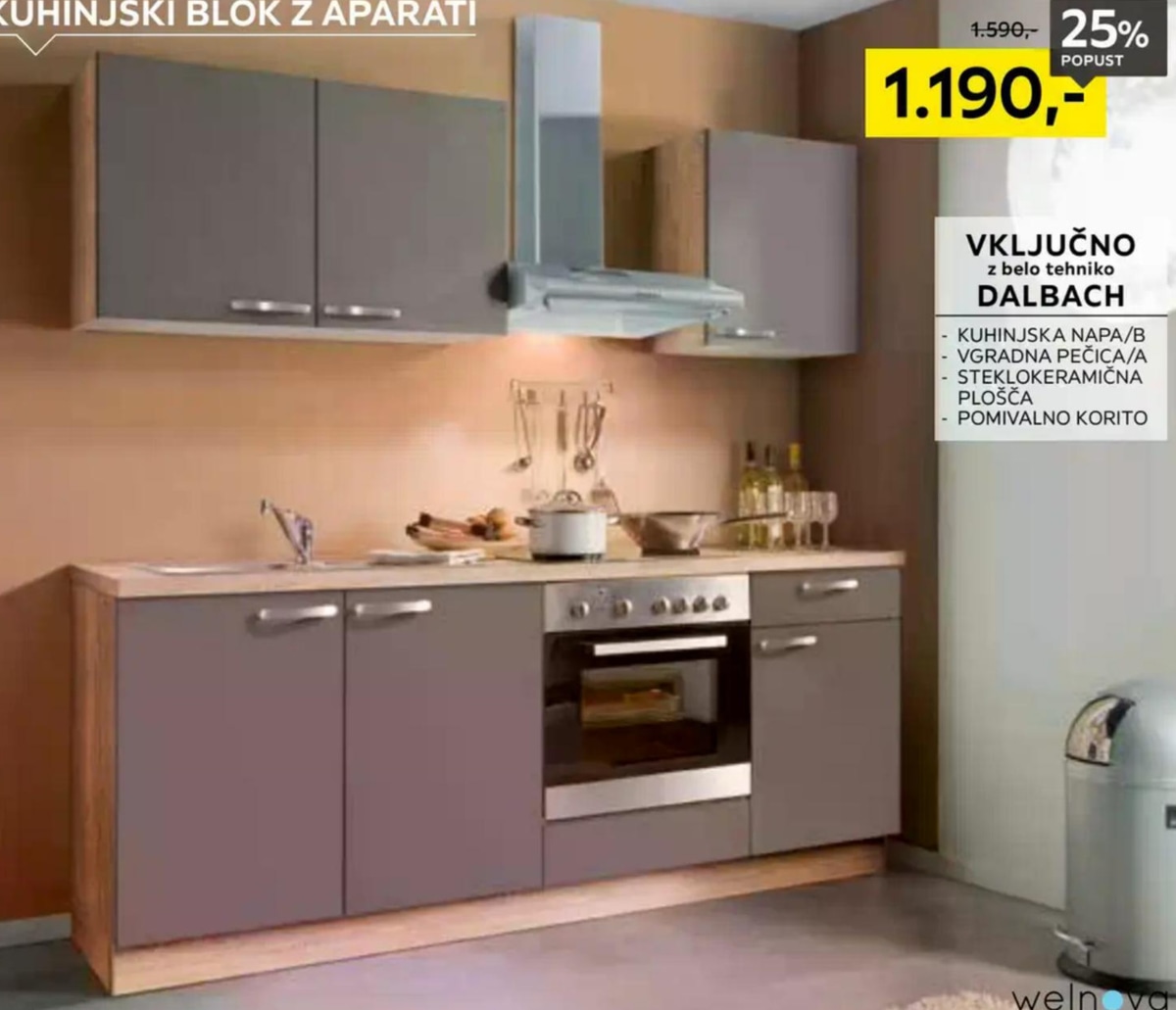 Kuhinjski blok DALBACH - Akcija v trgovini Lesnina