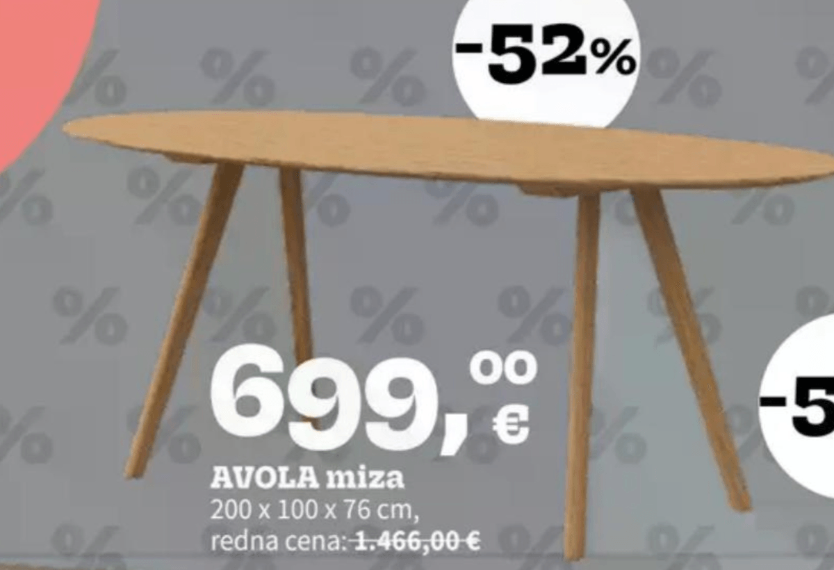 AVOLA miza - Akcija v trgovini Prima