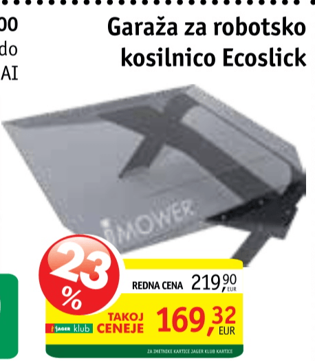 Garaža za robotsko kosilnico Ecoslick - Akcija v trgovini Jager