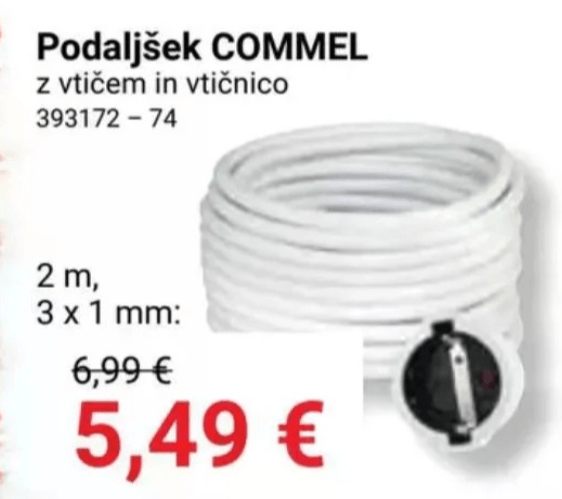 Podaljšek COMMEL 2 m - Akcija v trgovini Pevex