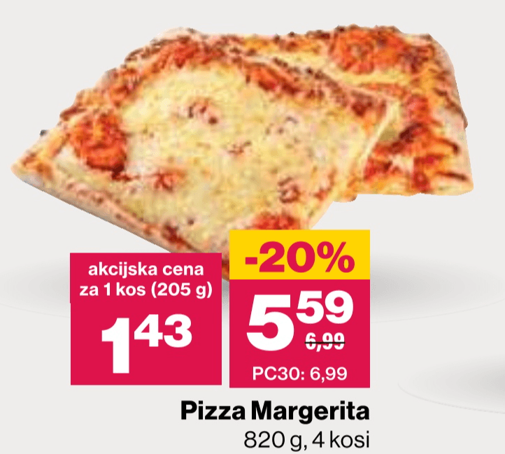 Pizza Margerita 820 g, 4 kosi - Akcija v trgovini Mercator