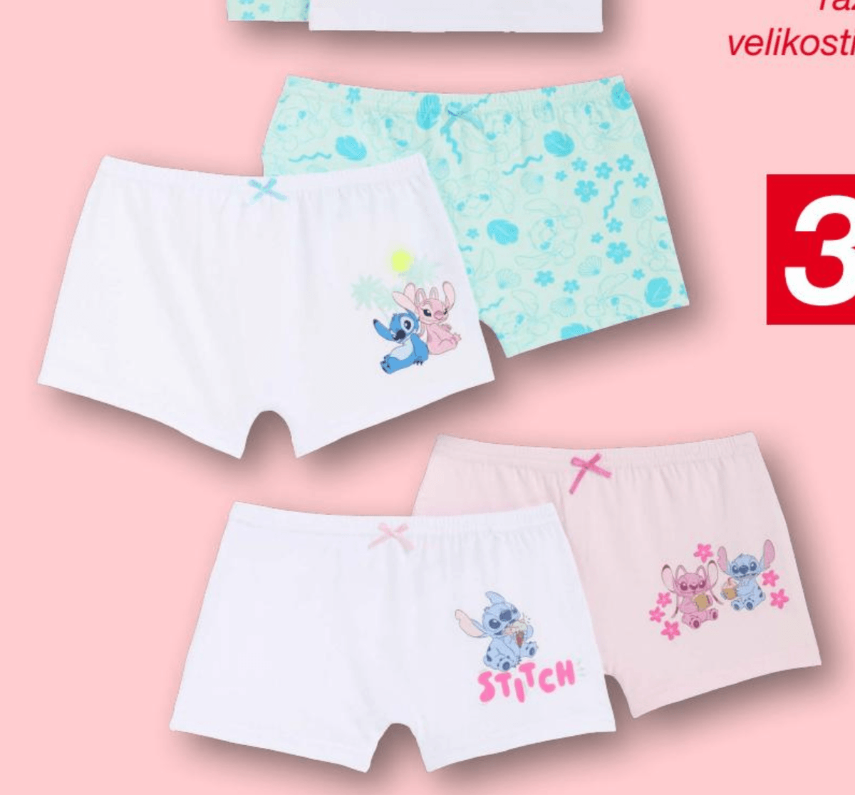 Otroške spodnjice 2-DELNI KOMPLET Disney Stitch - Akcija v trgovini Kik