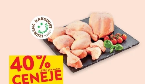 Slovensko sveže postrežno piščančje meso s kostjo IK - Akcija v trgovini Spar