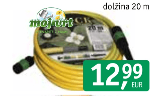 Cev za zalivanje s priključki dolžina 20 m moj.vrt - Akcija v trgovini Jager