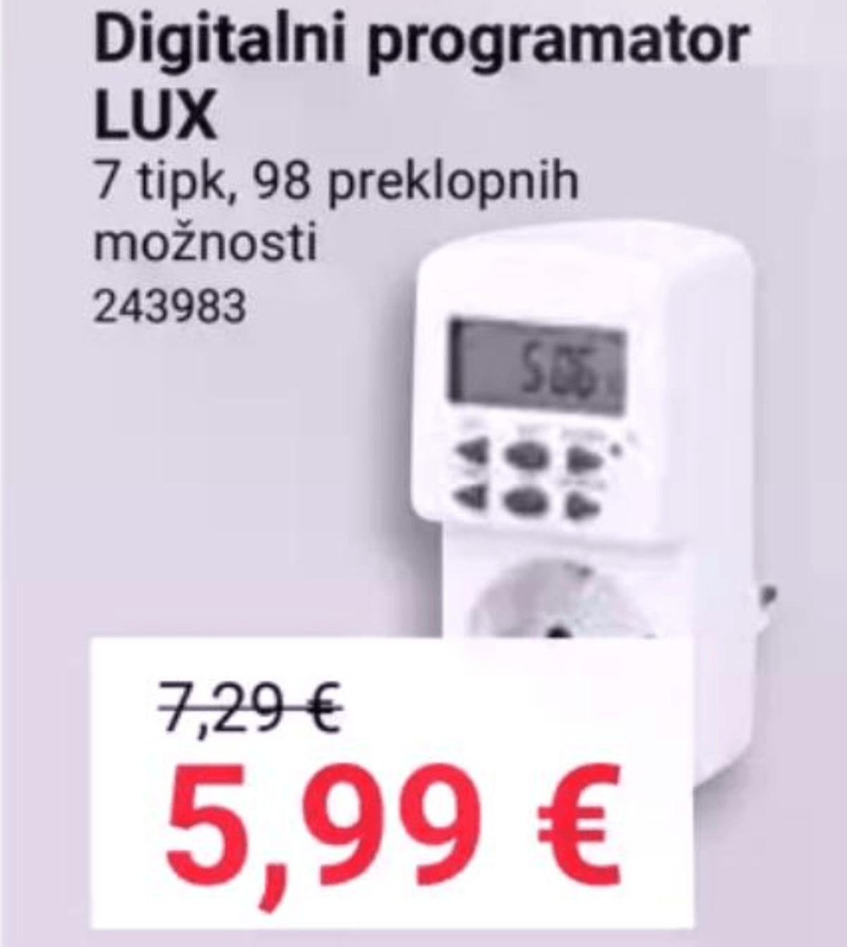 Digitalni programator Lux - Akcija v trgovini Pevex