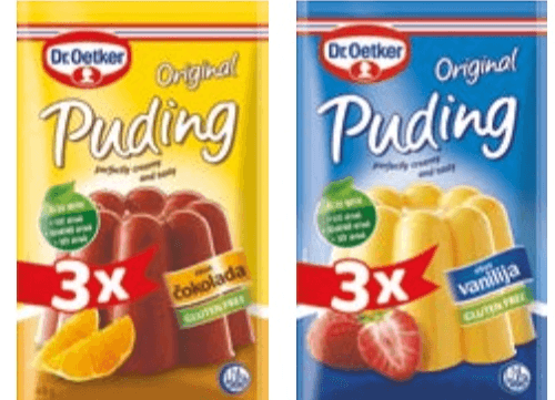 Puding Dr. Oetker čokolada, 3 x 49 g; vanilija, 3 x 38 g - Akcija v trgovini Tuš