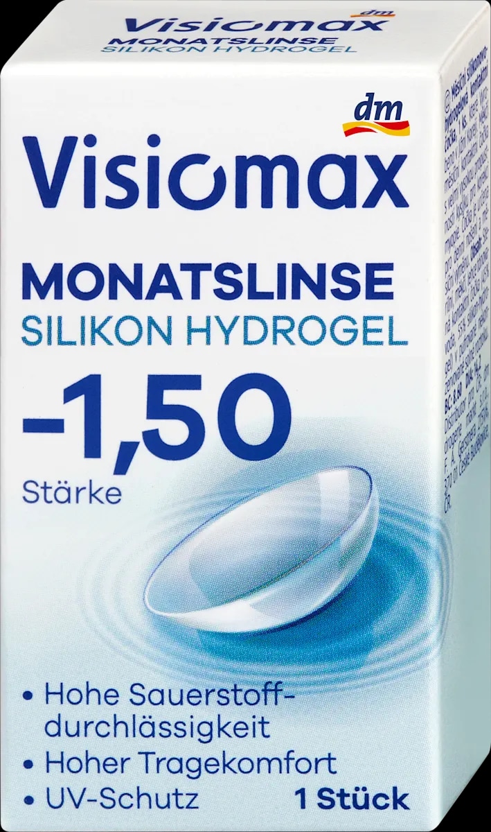 visiomax mesečna silikonsko-hidrogelna kontaktna leča 1 kos - Akcija v trgovini Dm