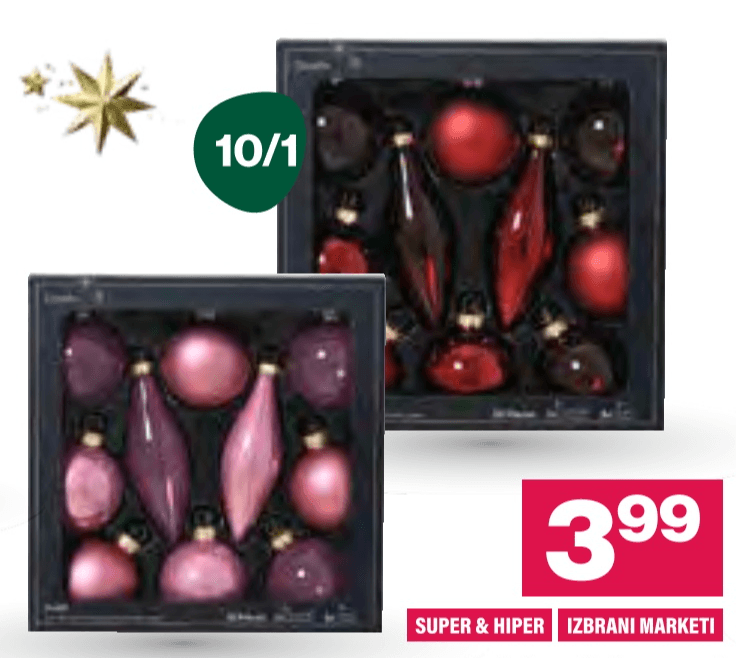 Set steklenih krogel 10/1 - Akcija v trgovini Mercator