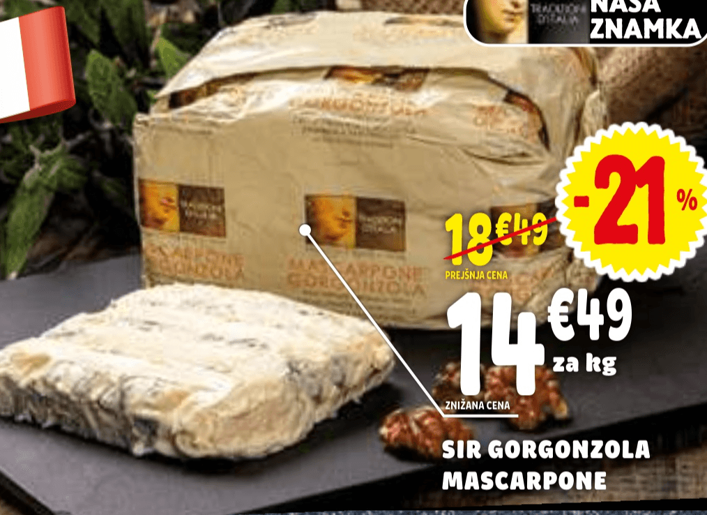 Sir Gorgonzola Mascarpone Tradition d'Italia - Akcija v trgovini E.Leclerc